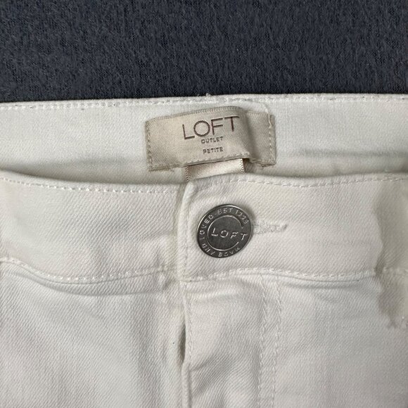 Loft Outlet Womens 12P White Skinny Ankle Cropped Cotton Blend Jeans - Picture 5 of 12